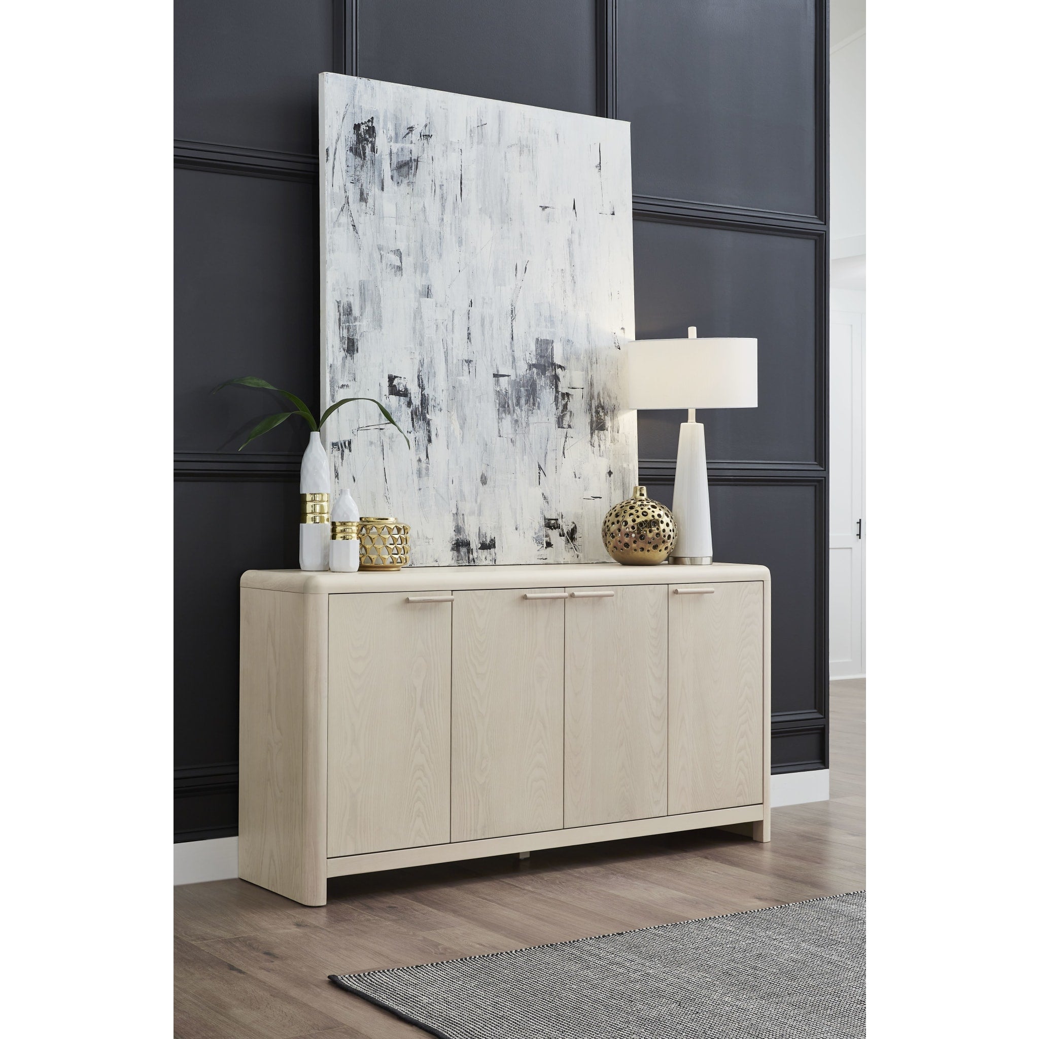 Liv Four Door Ash Wood Sideboard in White Sand