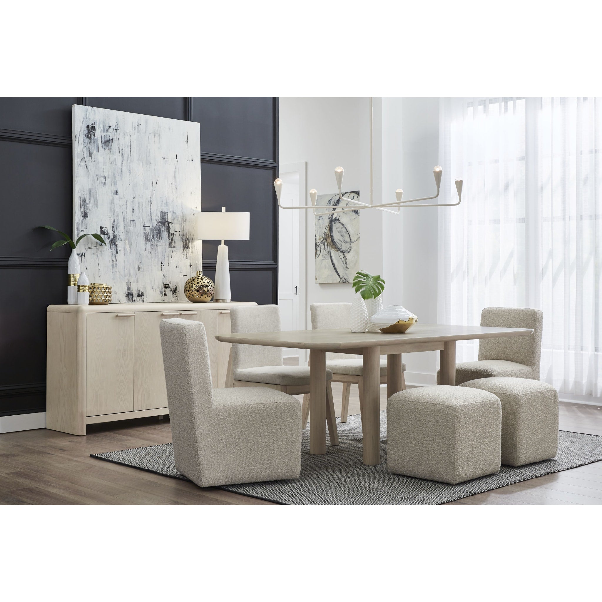 Liv Fully Upholstered Dining Ottoman in Brun Boucle