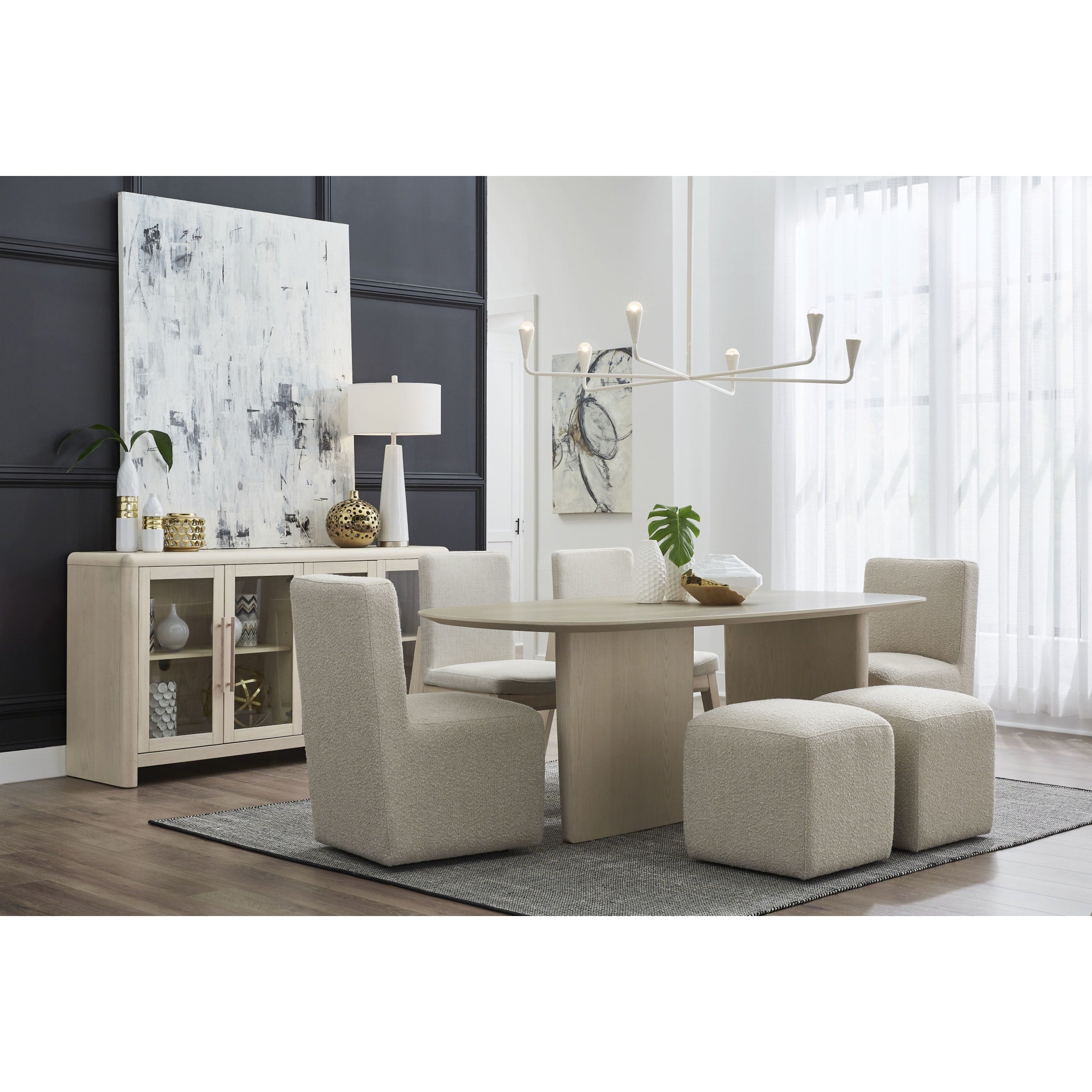 Liv Fully Upholstered Dining Ottoman in Brun Boucle