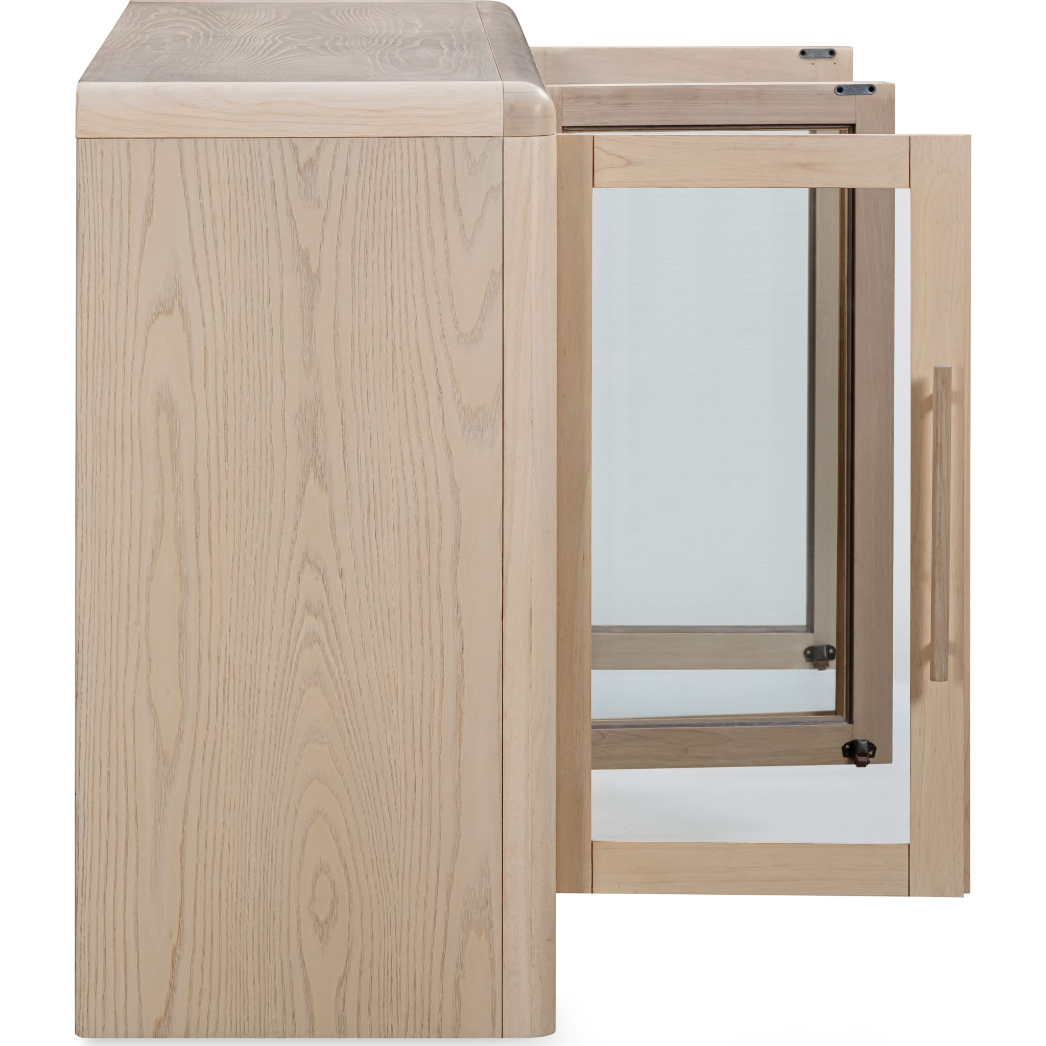 Liv Glass Door Ash Wood Sideboard in White Sand