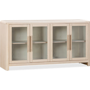 Liv Glass Door Ash Wood Sideboard in White Sand