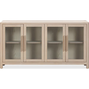 Liv Glass Door Ash Wood Sideboard in White Sand