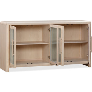 Liv Glass Door Ash Wood Sideboard in White Sand