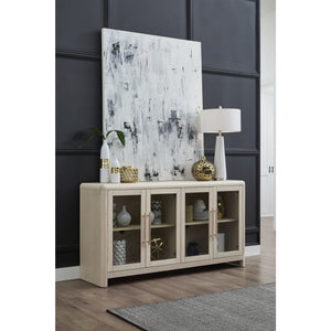 Liv Glass Door Ash Wood Sideboard in White Sand