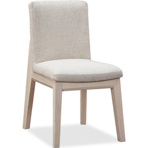 Liv Solid Wood Dining Chair in White Sand and Natural Linen