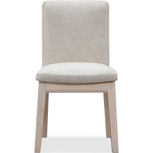 Liv Solid Wood Dining Chair in White Sand and Natural Linen