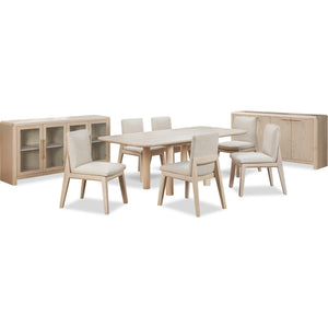 Liv Solid Wood Dining Chair in White Sand and Natural Linen