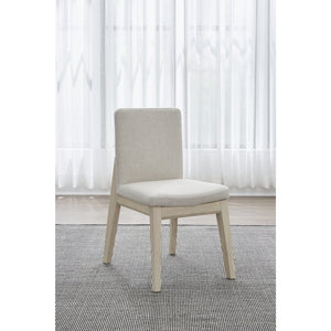 Liv Solid Wood Dining Chair in White Sand and Natural Linen
