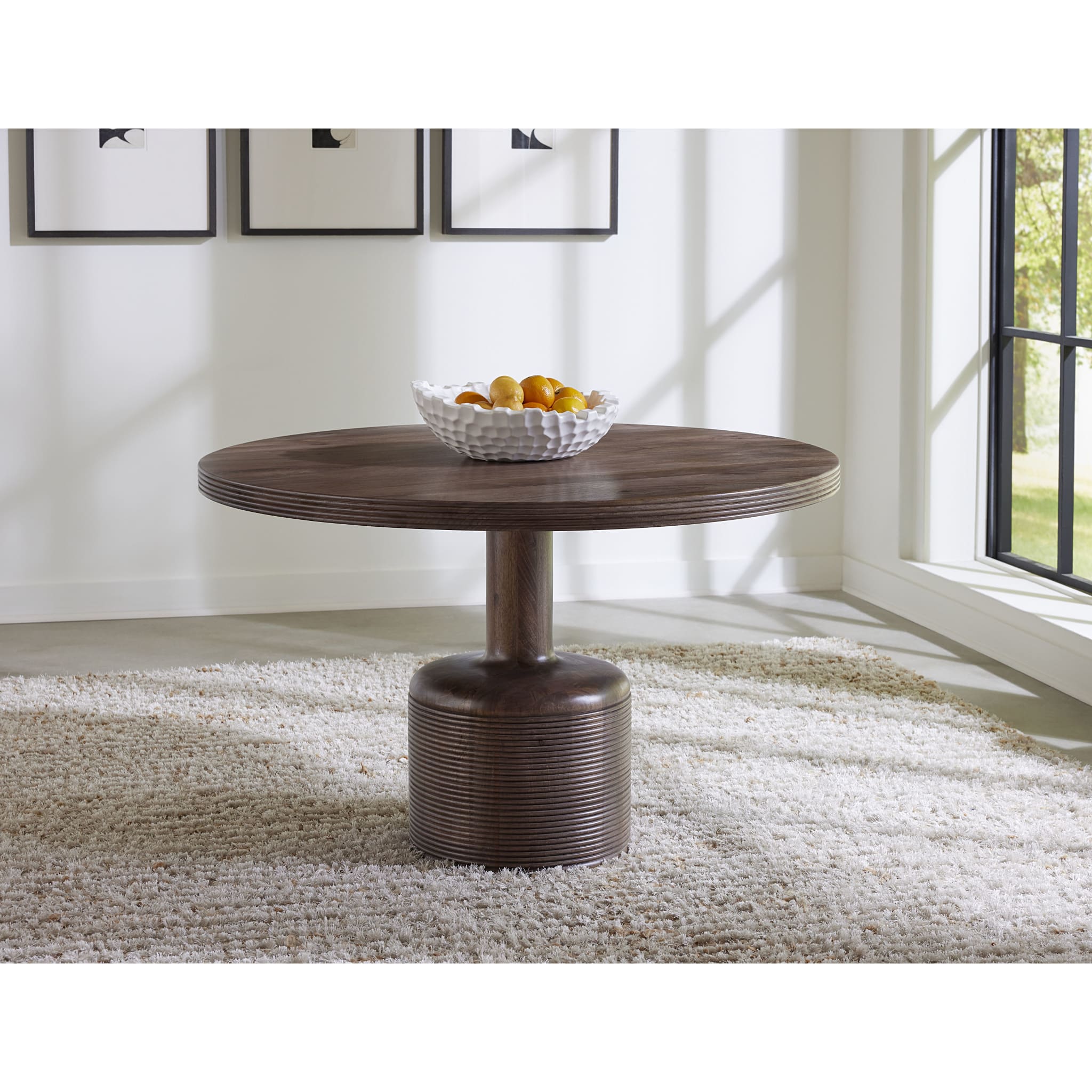 Liyana Solid Wood Round Dining Table in Natural Tan