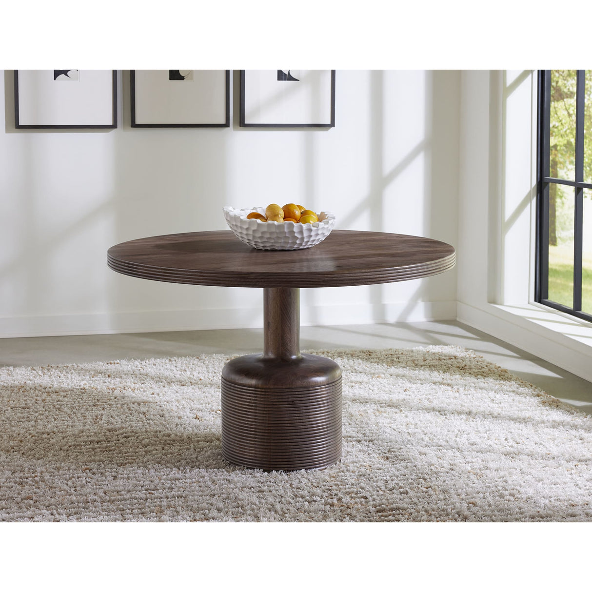 Liyana Solid Wood Round Dining Table in Natural Tan