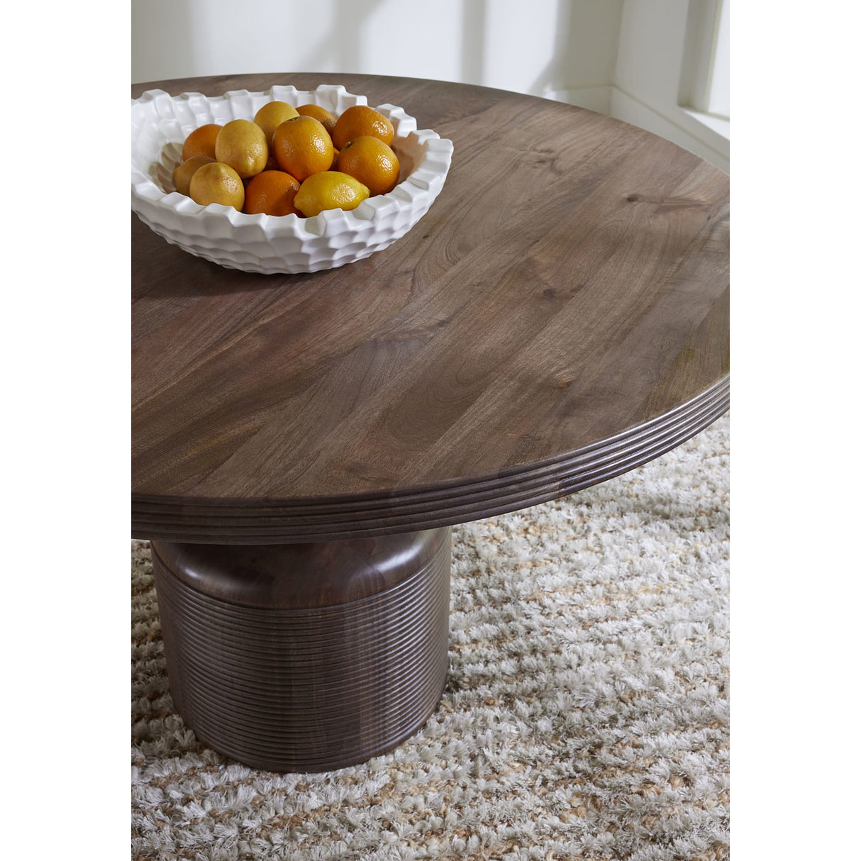 Liyana Solid Wood Round Dining Table in Natural Tan
