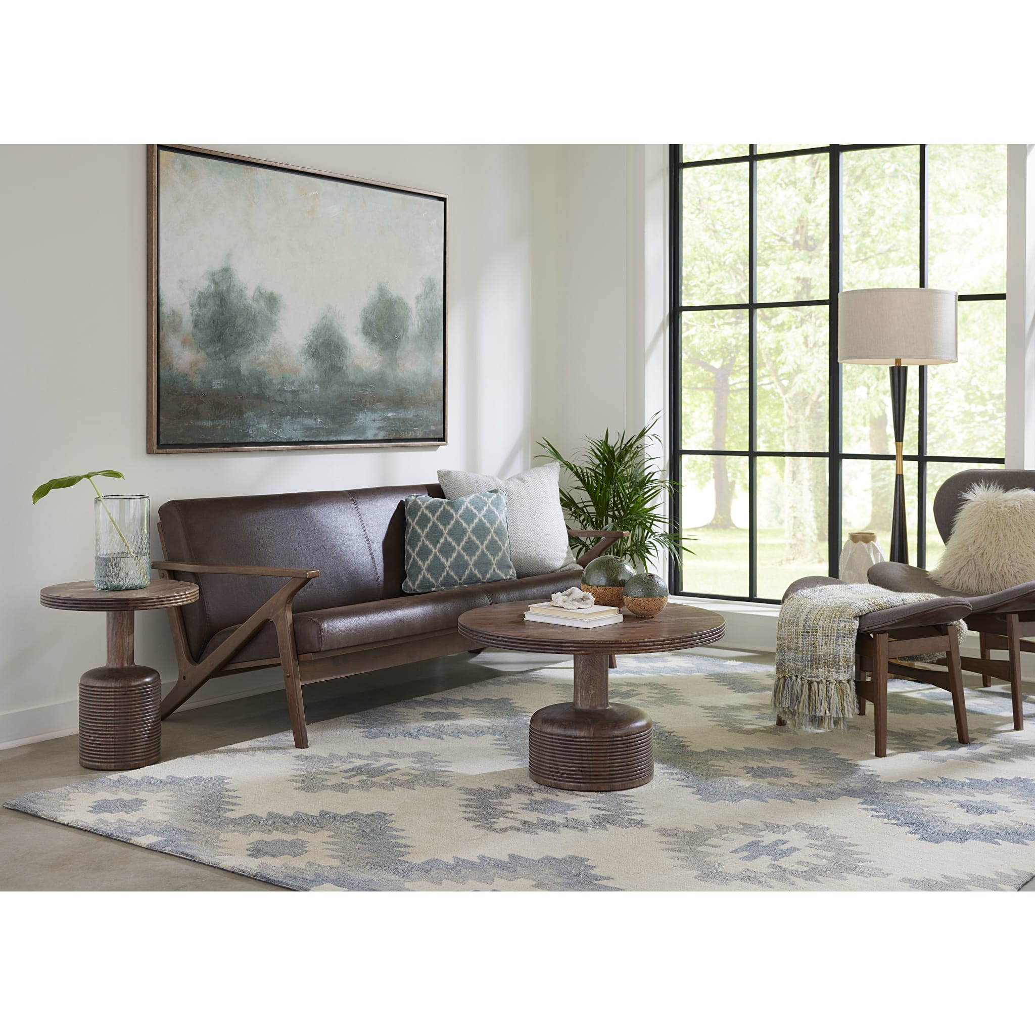 Liyana Solid Wood Round End Table in Natural Tan