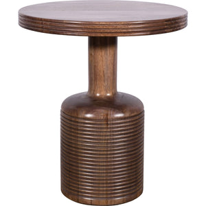 Liyana Solid Wood Round End Table in Natural Tan