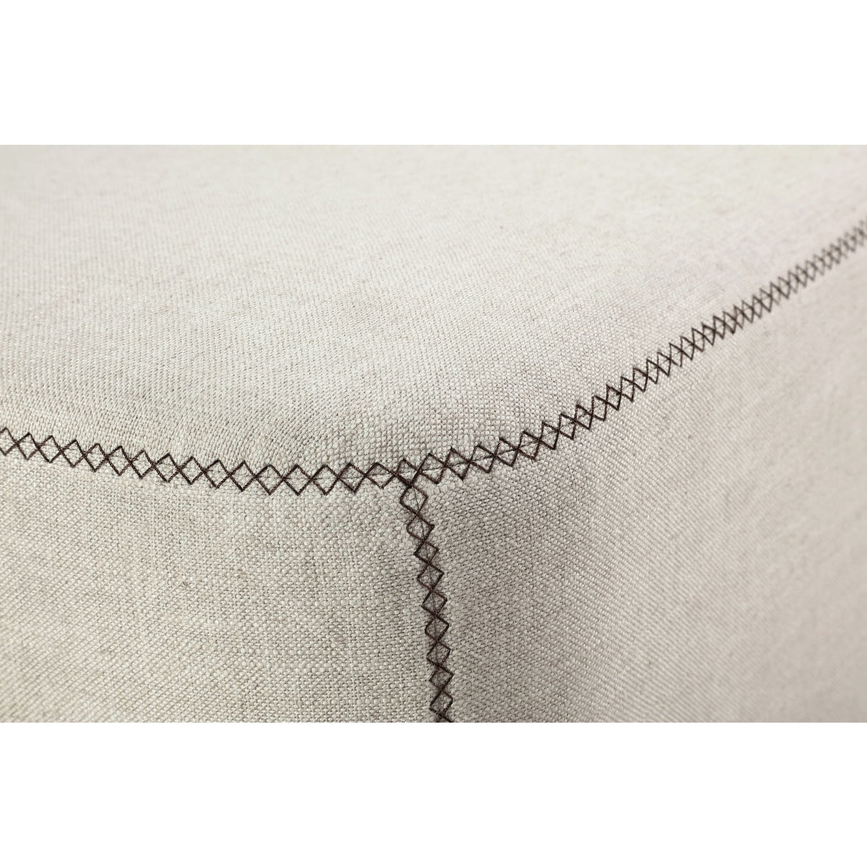Louis Upholstered Ottoman in Natural Linen