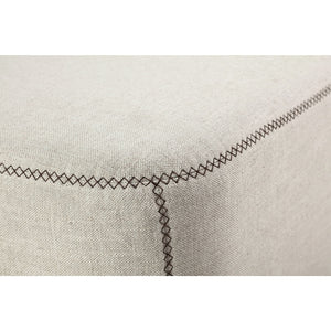 Louis Upholstered Ottoman in Natural Linen
