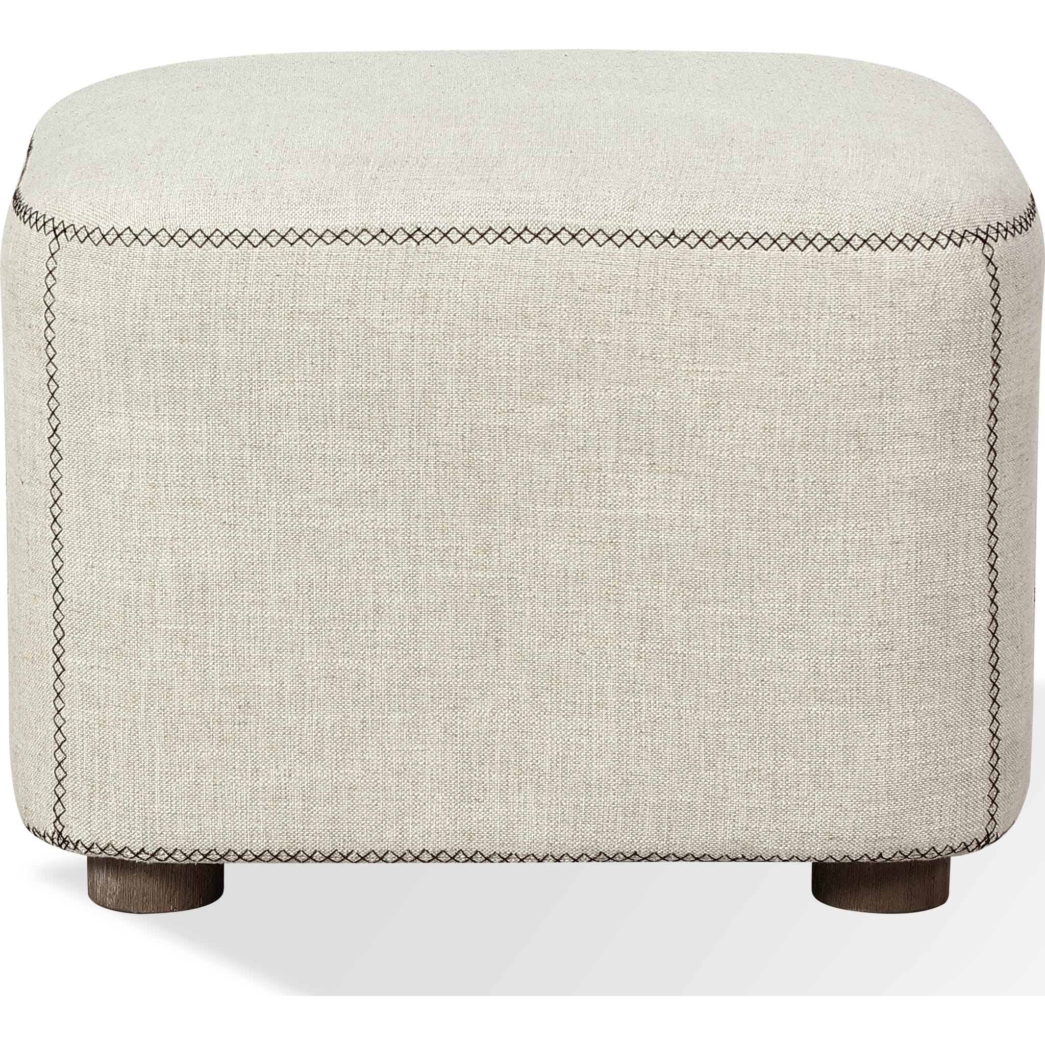 Louis Upholstered Ottoman in Natural Linen