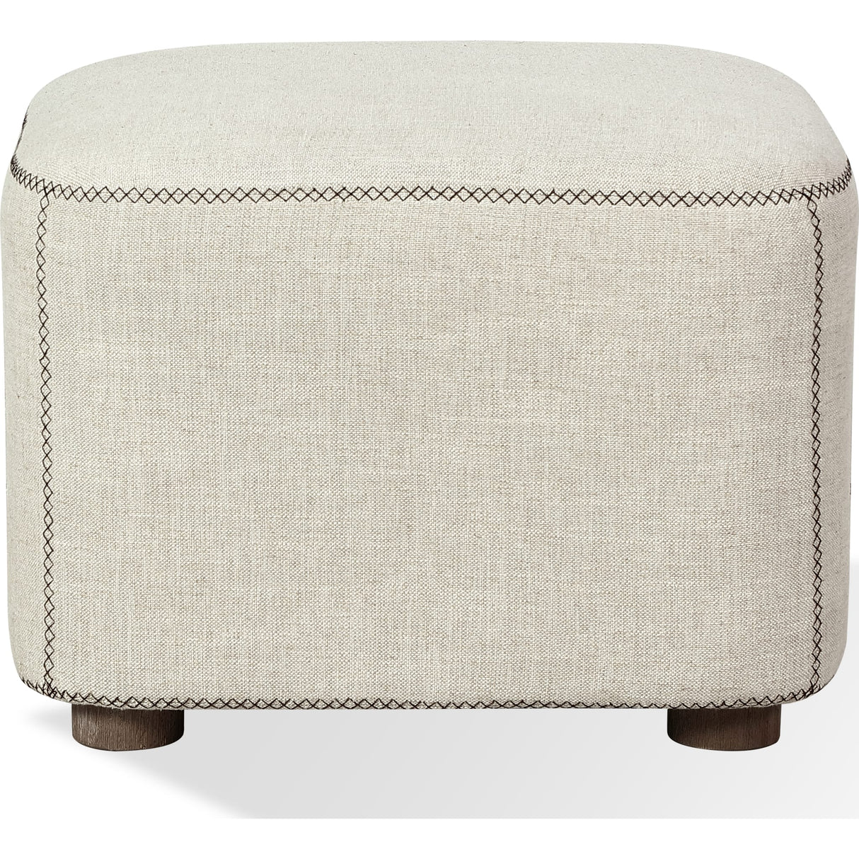 Louis Upholstered Ottoman in Natural Linen