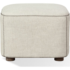 Louis Upholstered Ottoman in Natural Linen