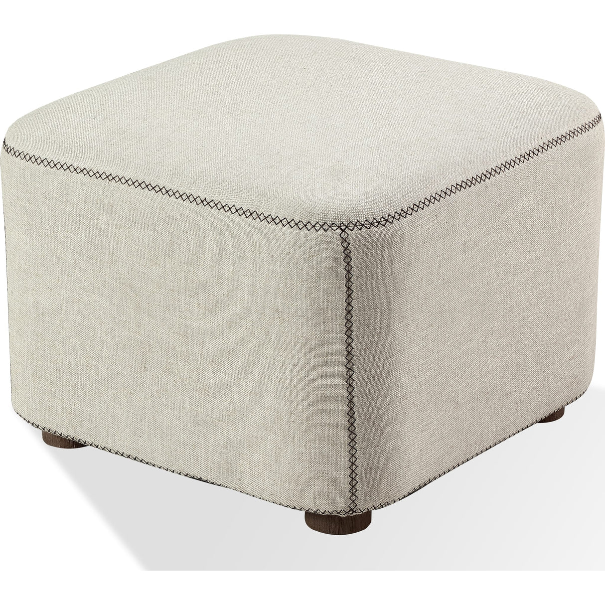 Louis Upholstered Ottoman in Natural Linen
