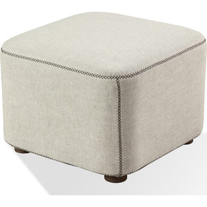 Louis Upholstered Ottoman in Natural Linen