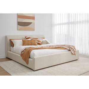 Louis Upholstered Platform Bed in Natural Linen