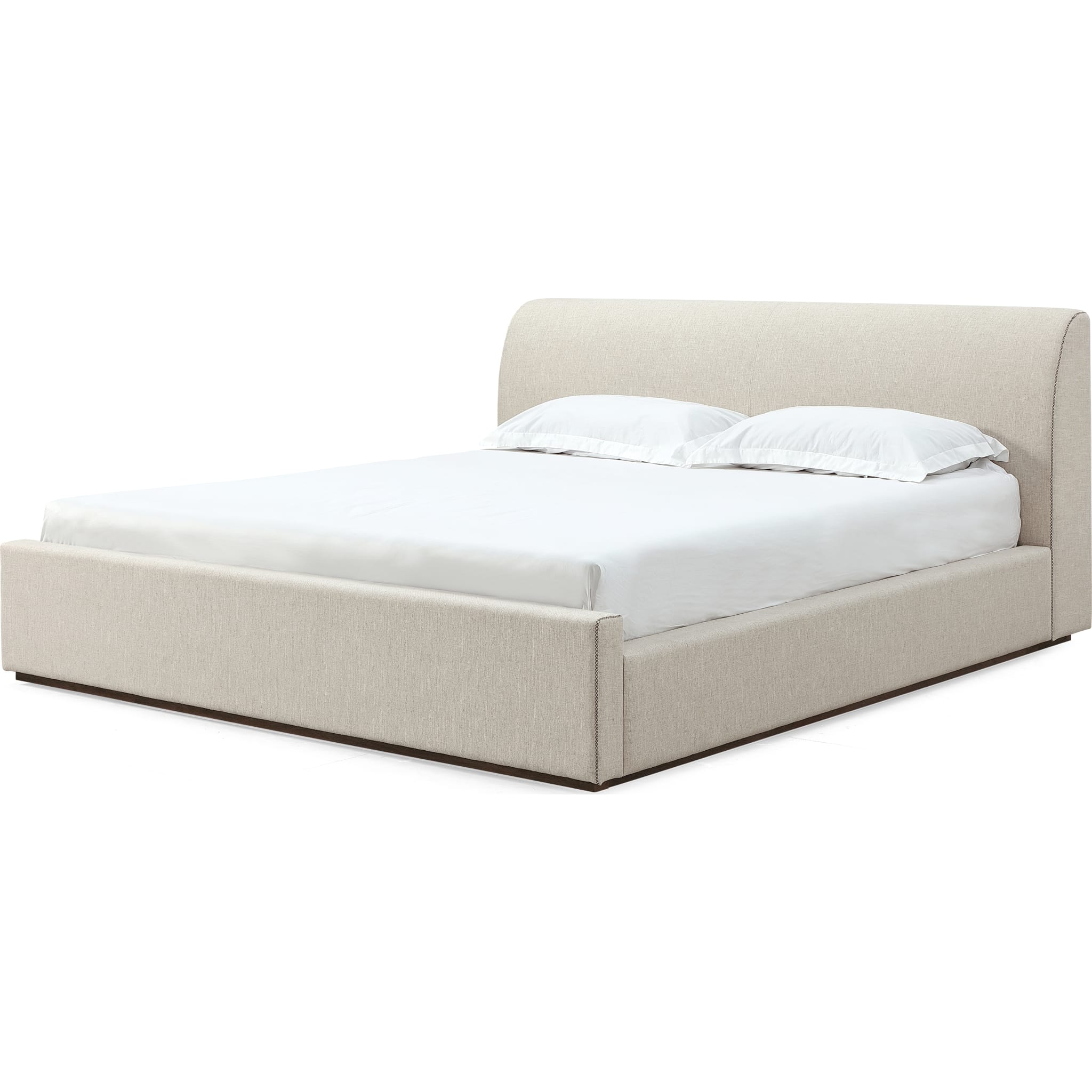 Louis Upholstered Platform Bed in Natural Linen