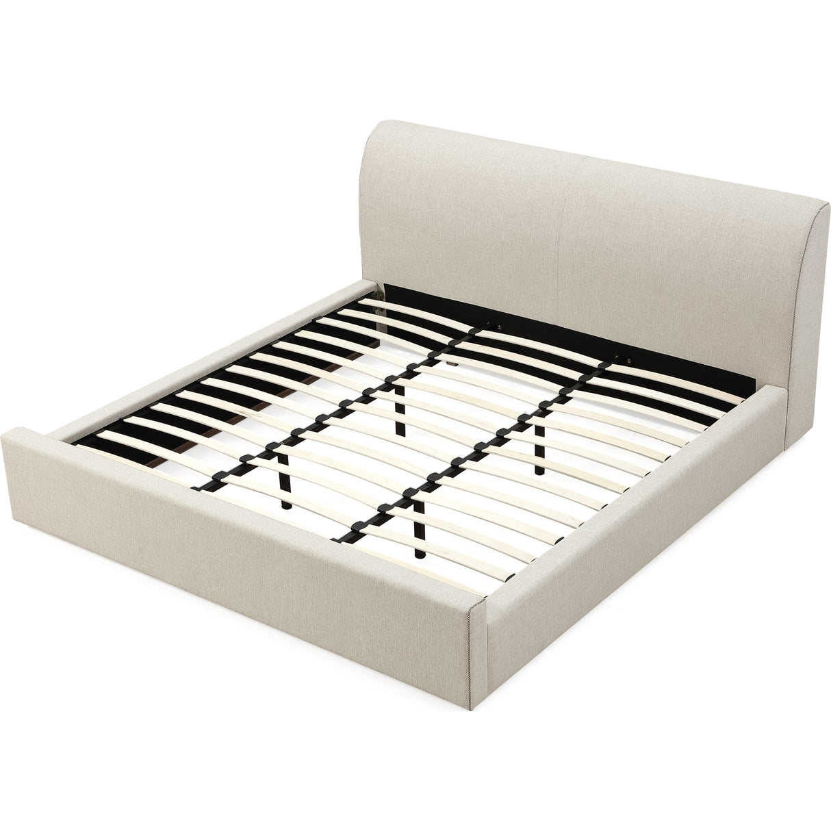 Louis Upholstered Platform Bed in Natural Linen