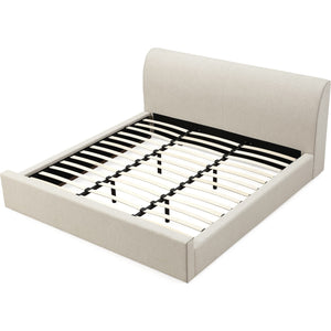 Louis Upholstered Platform Bed in Natural Linen