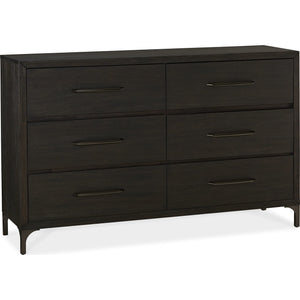 Lucerne Six-Drawer Metal Leg Dresser in Vintage Coffee
