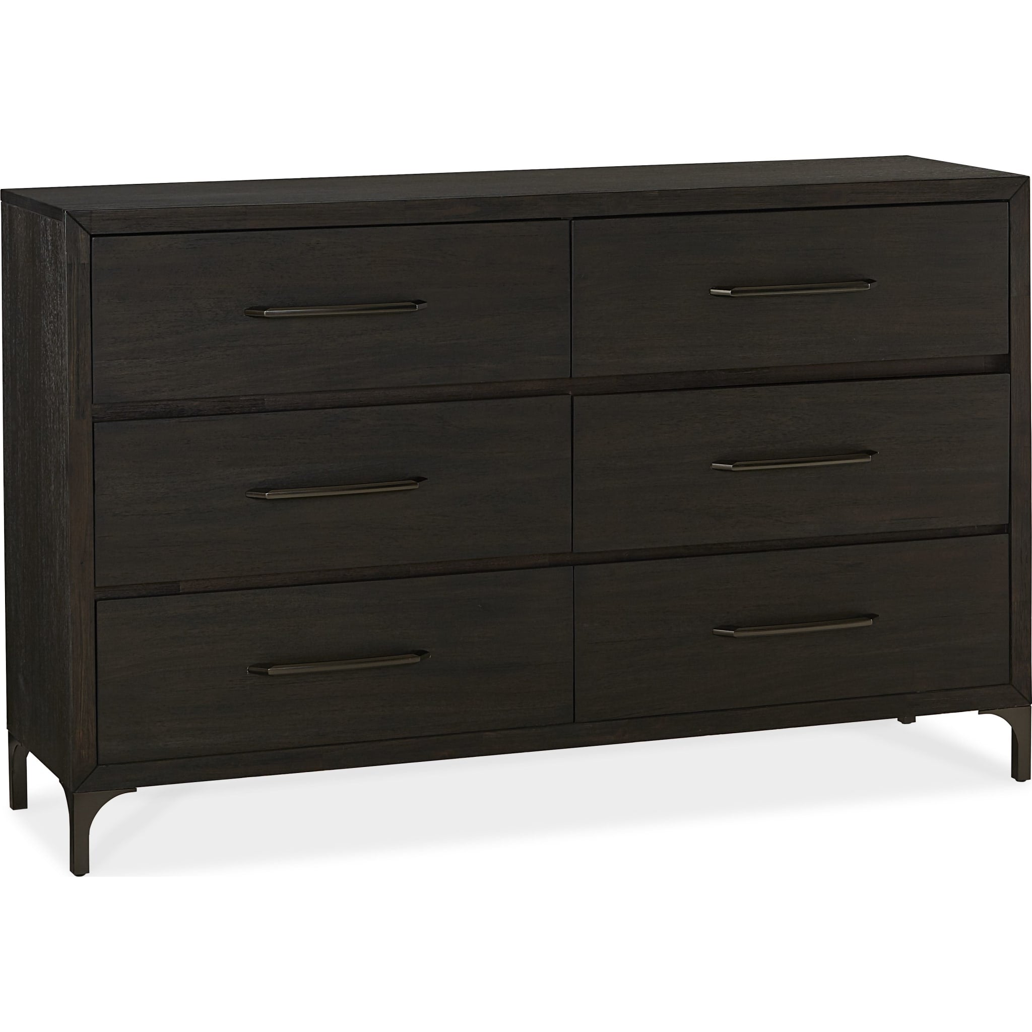Lucerne Six-Drawer Metal Leg Dresser in Vintage Coffee (2024)