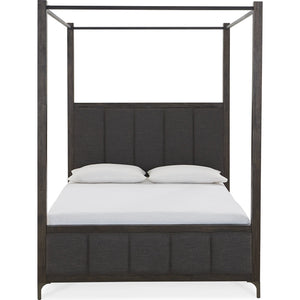 Lucerne Upholstered Canopy Bed in Vintage Coffee