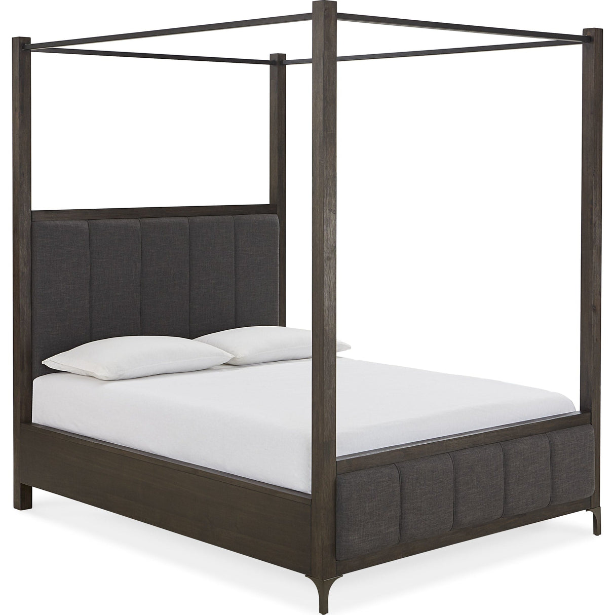 Lucerne Upholstered Canopy Bed in Vintage Coffee