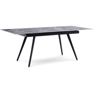 Lucia Extendable Stone Top Metal Leg Dining Table in Piedra and Black