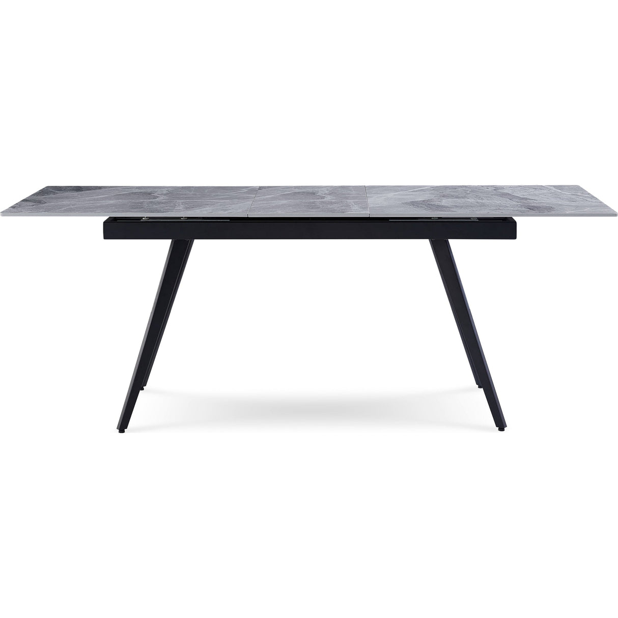 Lucia Extendable Stone Top Metal Leg Dining Table in Piedra and Black