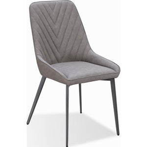 Lucia Metal Leg Upholstered Dining Chair in Anchor Gray Synthetic Leather and Gunmetal