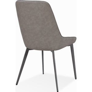 Lucia Metal Leg Upholstered Dining Chair in Anchor Gray Synthetic Leather and Gunmetal