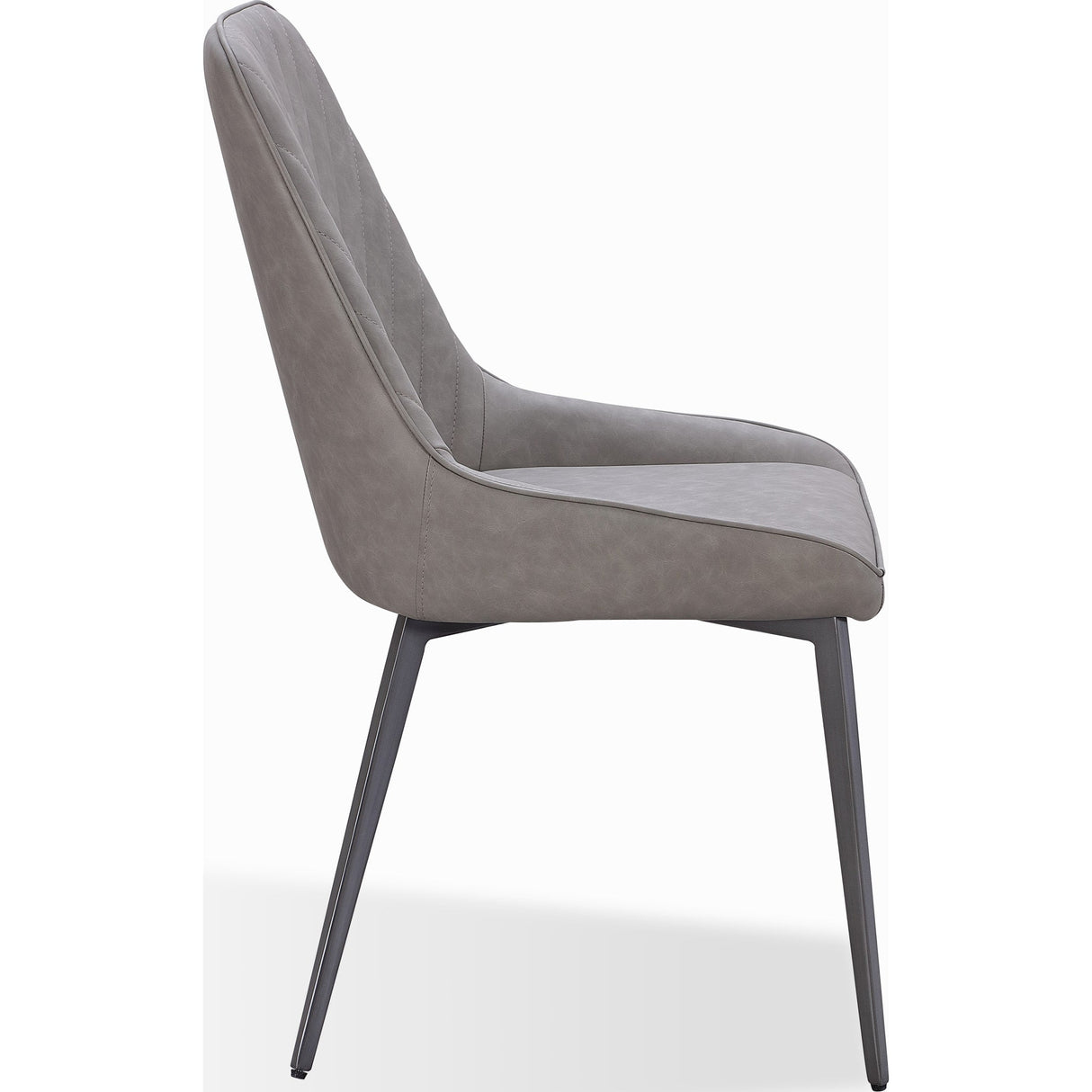 Lucia Metal Leg Upholstered Dining Chair in Anchor Gray Synthetic Leather and Gunmetal