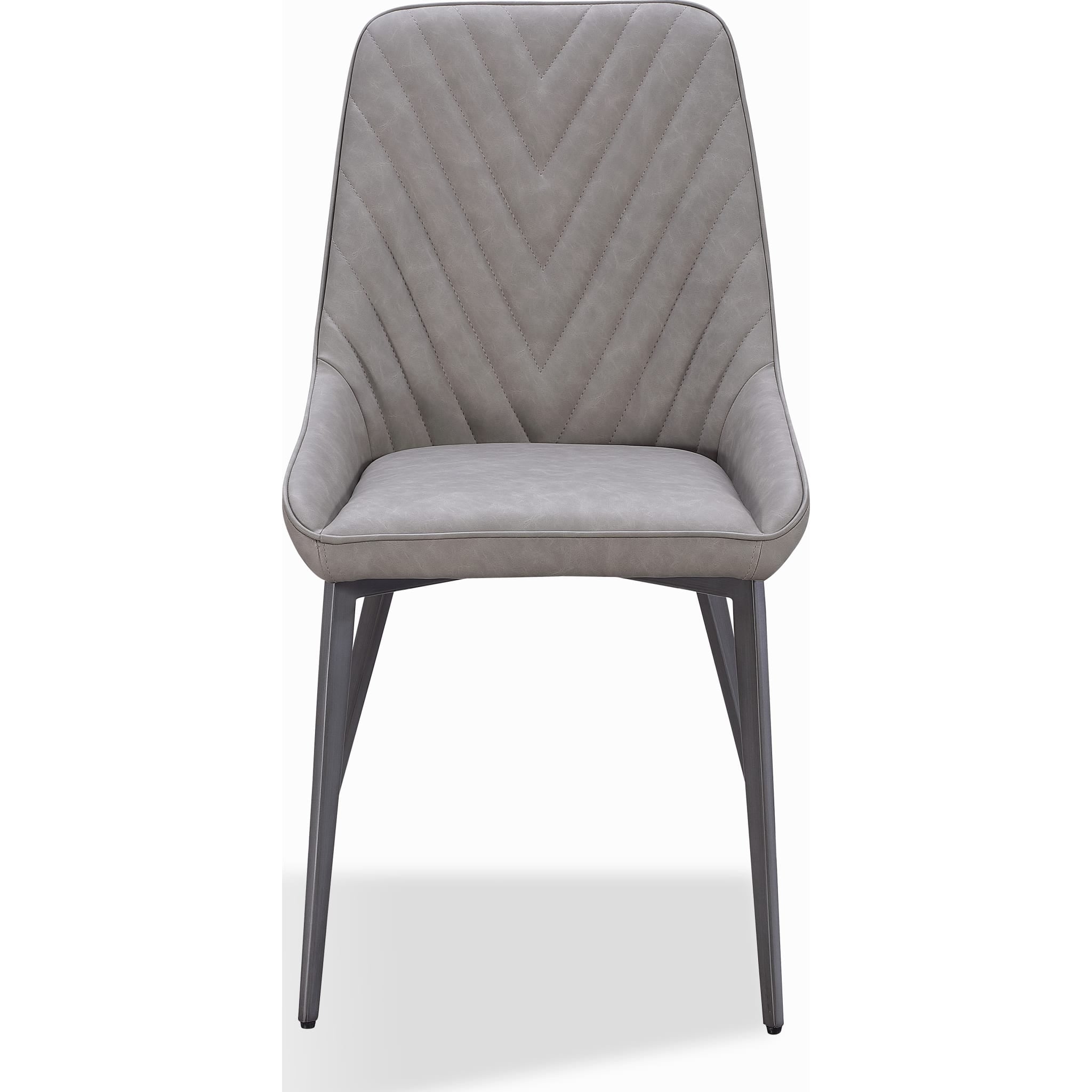 Lucia Metal Leg Upholstered Dining Chair in Anchor Gray Synthetic Leather and Gunmetal