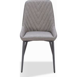 Lucia Metal Leg Upholstered Dining Chair in Anchor Gray Synthetic Leather and Gunmetal
