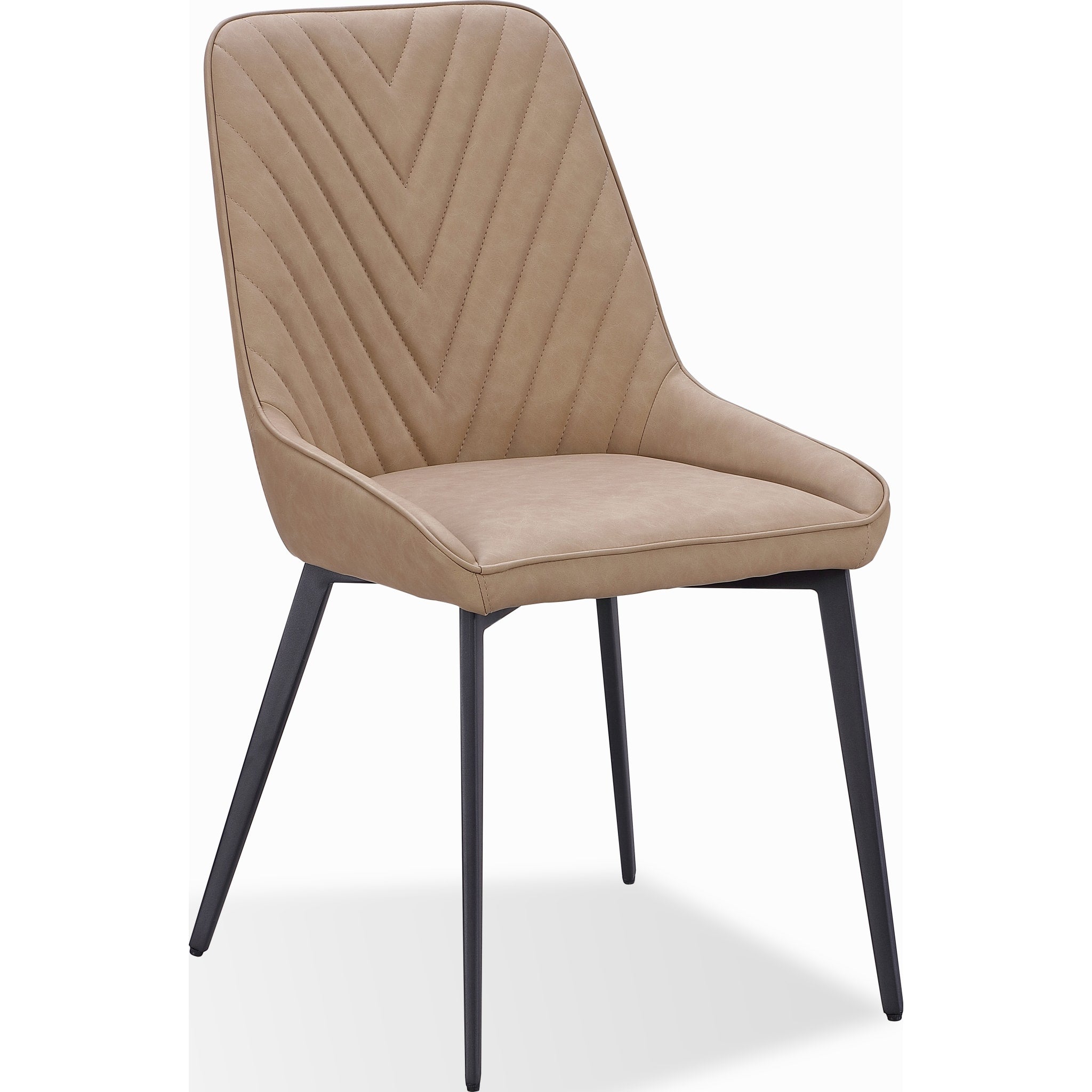 Lucia Metal Leg Upholstered Dining Chair in Honey Synthetic Leather