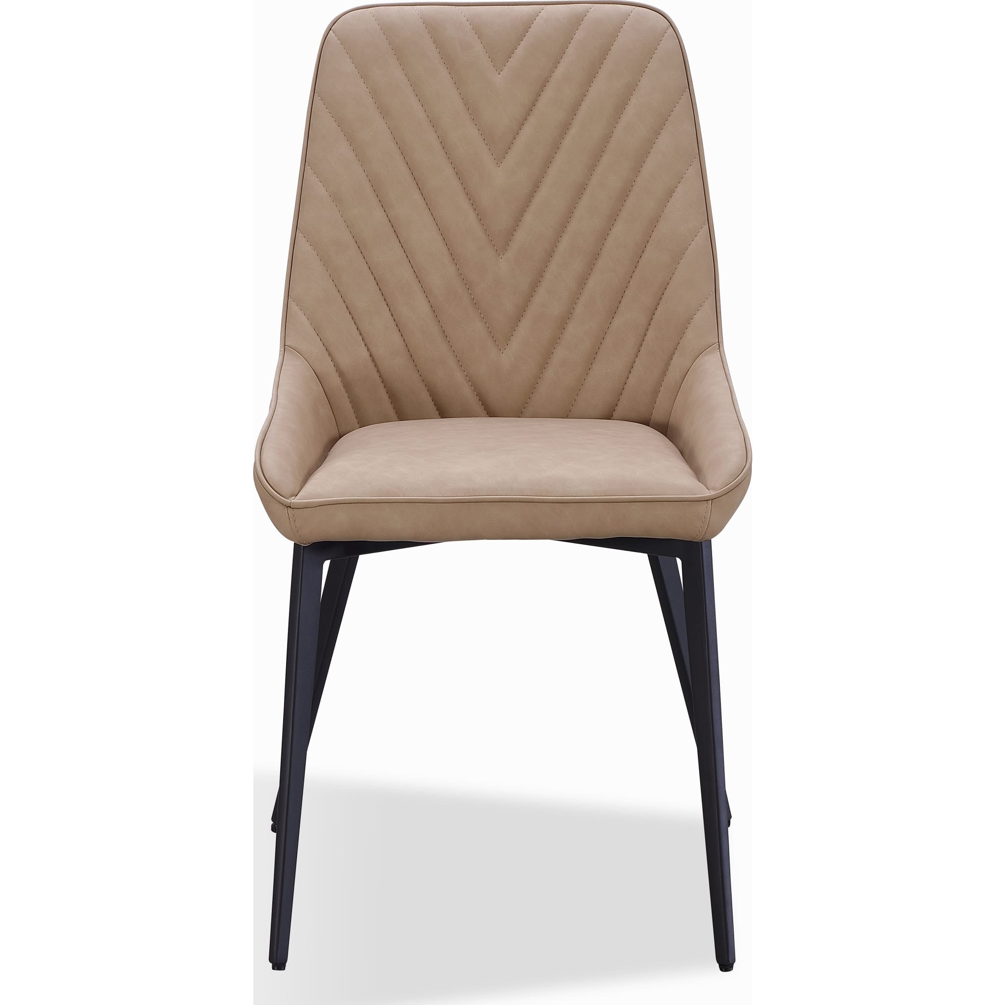 Lucia Metal Leg Upholstered Dining Chair in Honey Synthetic Leather