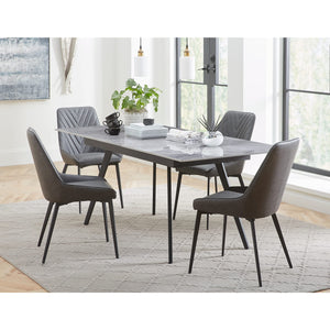 Lucia Upholstered Dining Chair in Charcoal Synthetic Leather and Black Metal