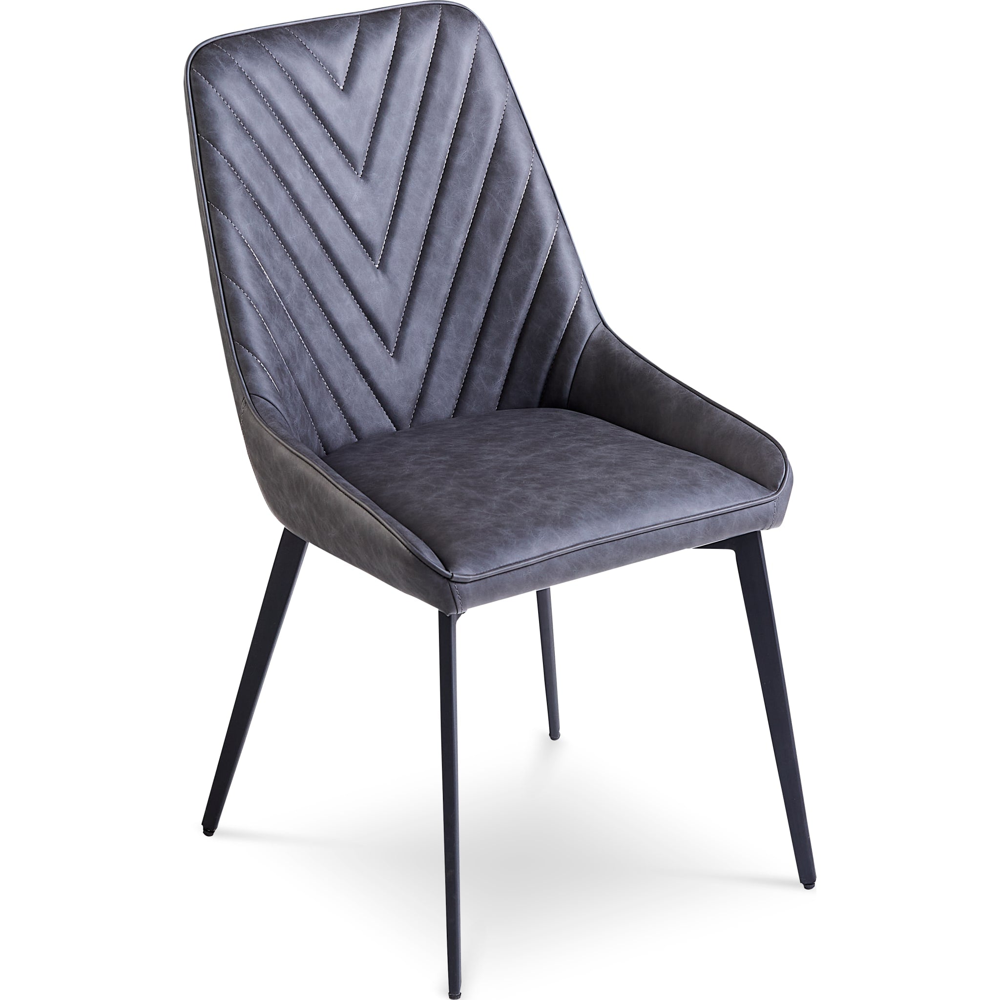 Lucia Upholstered Dining Chair in Charcoal Synthetic Leather and Black Metal