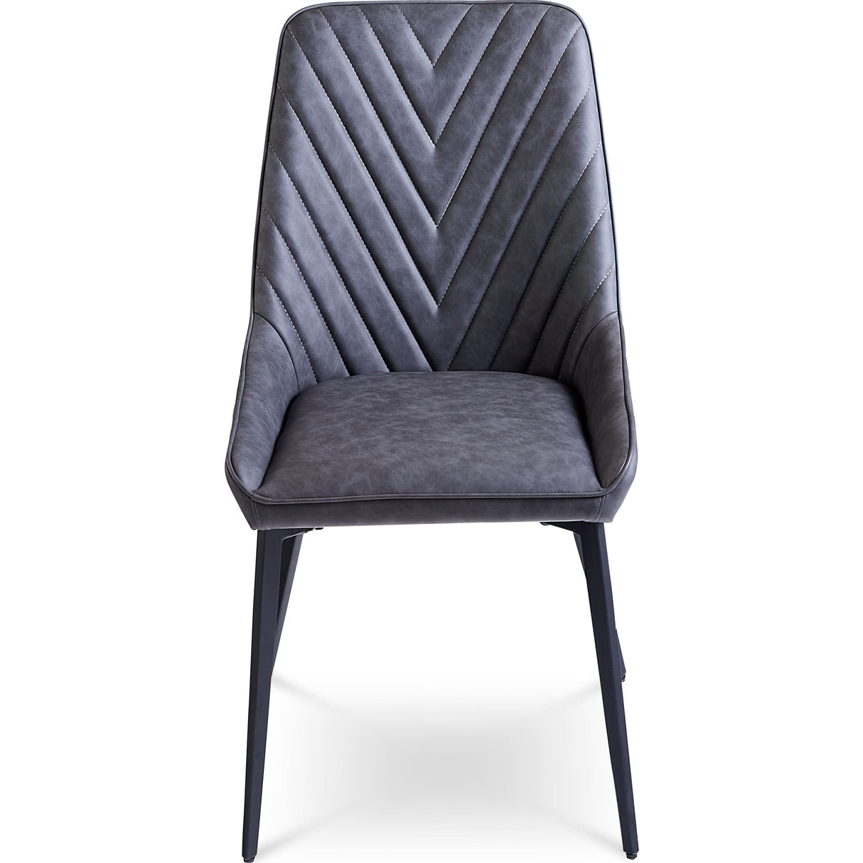 Lucia Upholstered Dining Chair in Charcoal Synthetic Leather and Black Metal