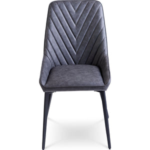 Lucia Upholstered Dining Chair in Charcoal Synthetic Leather and Black Metal