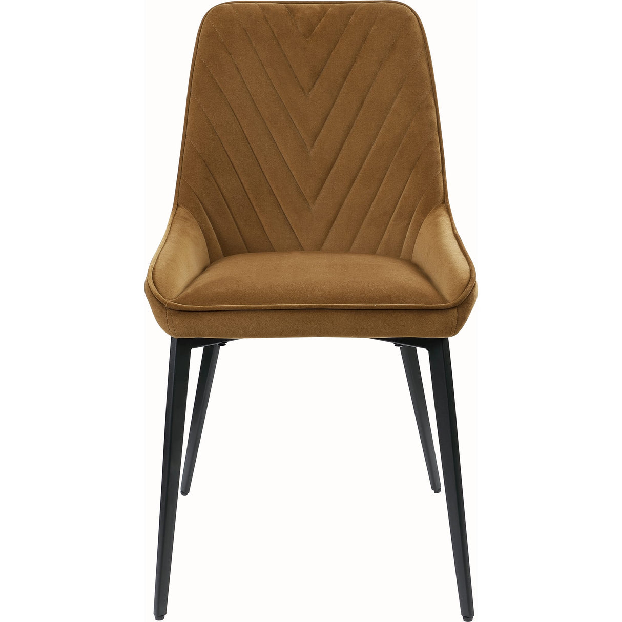 Lucia Upholstered Dining Chair in Cognac Velvet and Black Metal