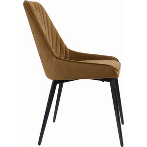 Lucia Upholstered Dining Chair in Cognac Velvet and Black Metal