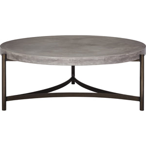Lyon Round Natural Concrete and Metal Coffee Table