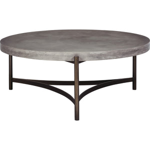 Lyon Round Natural Concrete and Metal Coffee Table