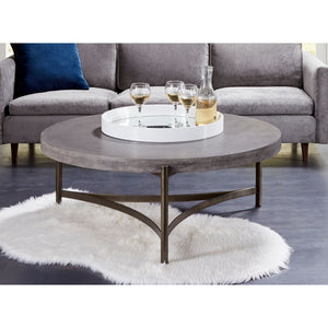 Lyon Round Natural Concrete and Metal Coffee Table